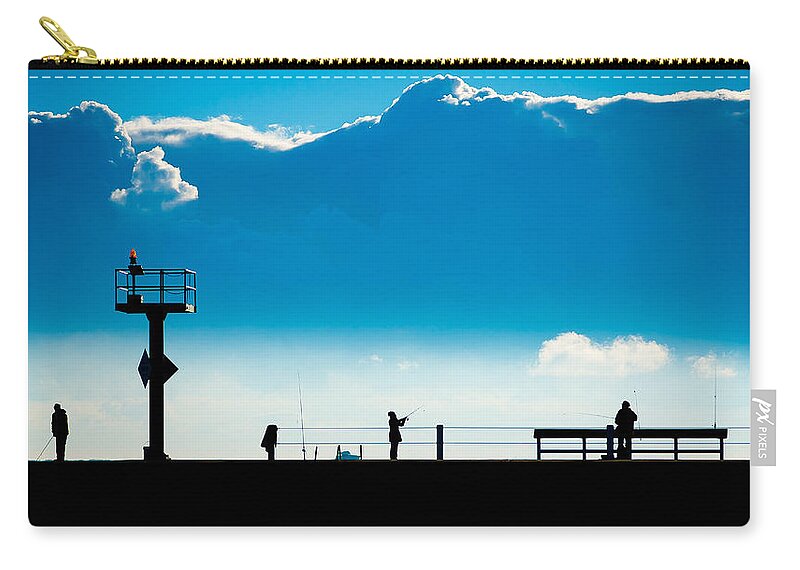 Fishermen Zip Pouch featuring the photograph Fishermen by David Downs