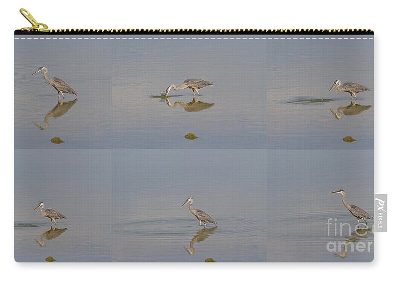 Great Blue Heron Zip Pouch featuring the photograph Fishing Crane by James BO Insogna