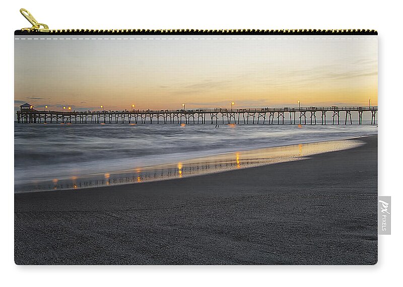 Coast Zip Pouch featuring the photograph Fishing Pier Along the North Carolina Coast by Bob Decker