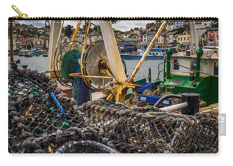 Brixham Carry-all Pouch featuring the photograph Fishing pots at Brixham by Mark Llewellyn