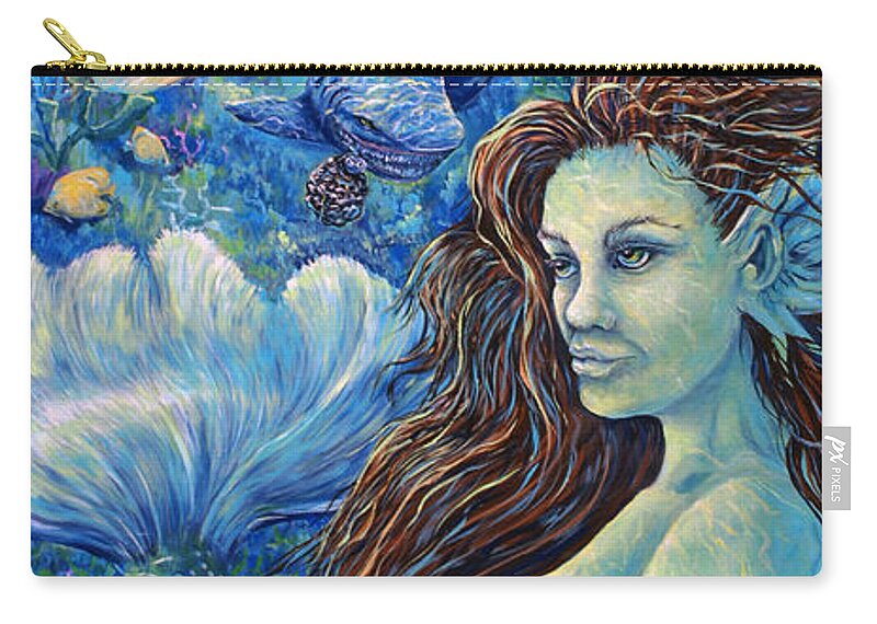 Mermaid Zip Pouch featuring the painting Fishy Business by Gail Butler