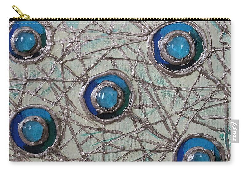 Circles Zip Pouch featuring the painting Five Circles by Cynthia Snyder