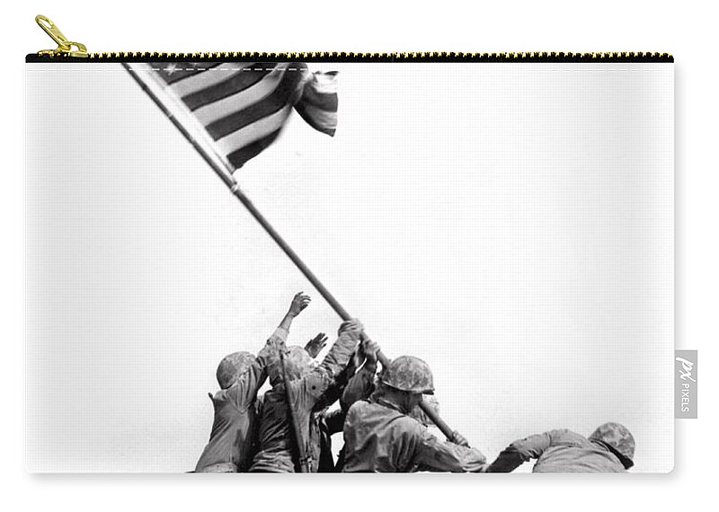 #faatoppicks Zip Pouch featuring the photograph Flag Raising At Iwo Jima by Underwood Archives