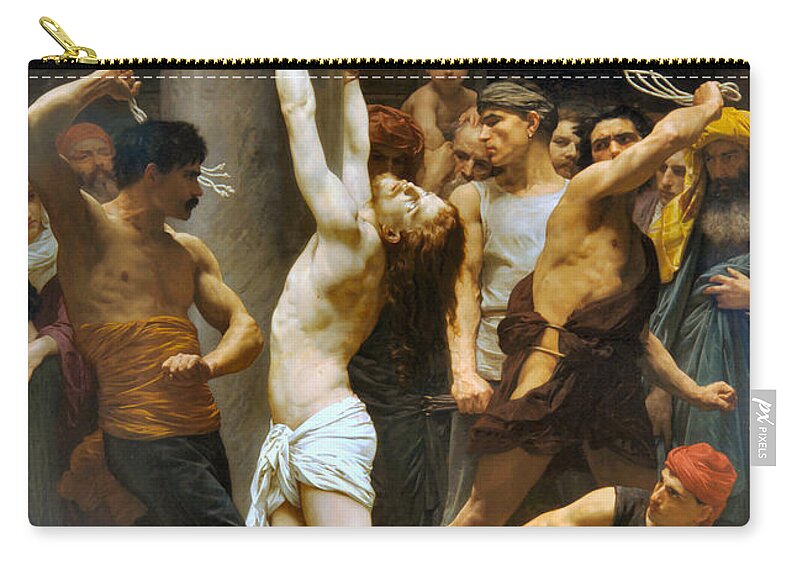 William Adolphe Bouguereau Zip Pouch featuring the painting Flagellation of Christ by William Adolphe Bouguereau