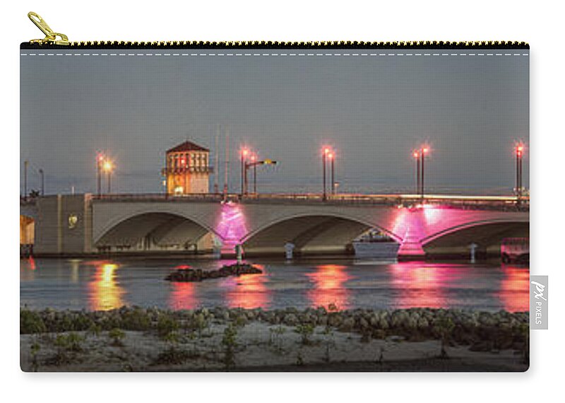 Flagler Zip Pouch featuring the photograph Flagler Bridge in Pink by Debra and Dave Vanderlaan