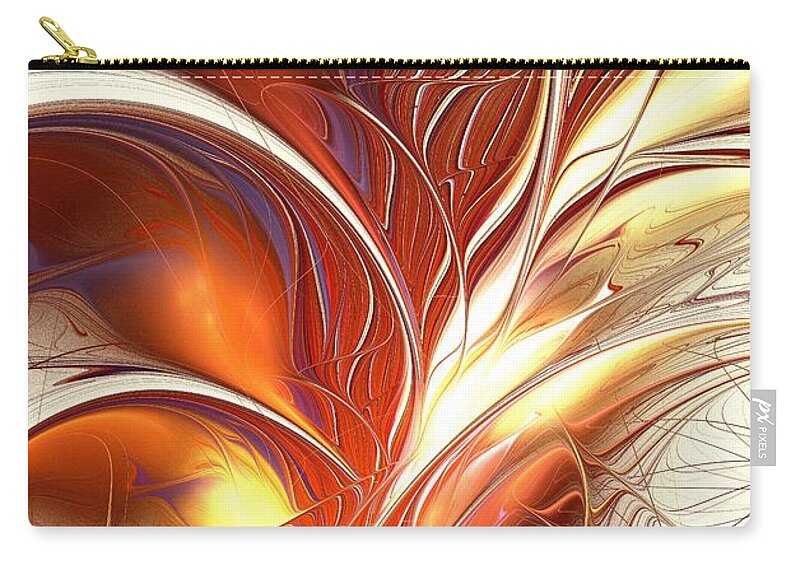 Flame Zip Pouch featuring the digital art Flame Burst by Anastasiya Malakhova