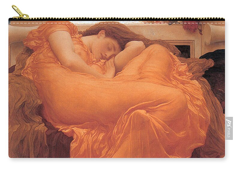 Flaming June Carry-all Pouch featuring the painting Flaming June by Frederick Leighton