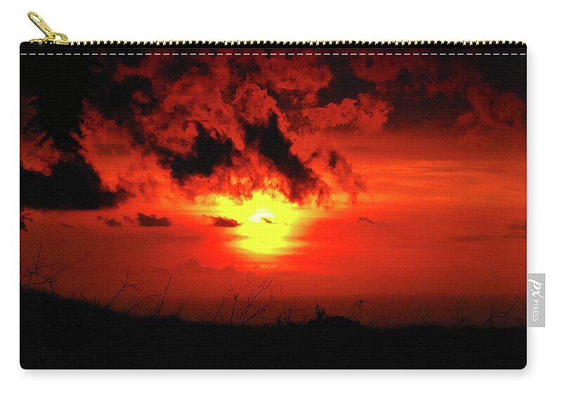 Deep Color Carry-all Pouch featuring the photograph Flaming Sunset by Christi Kraft