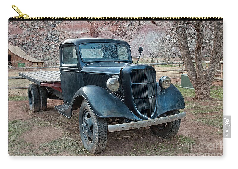 Capitol Reef Np Zip Pouch featuring the photograph Flatbed Truck by Fred Stearns