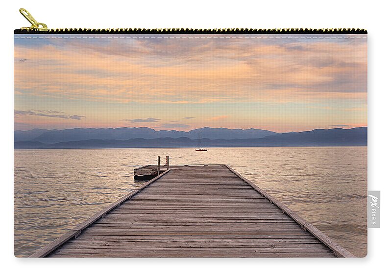Lakeside Zip Pouch featuring the photograph Flathead Lake Sunset by Adam Mateo Fierro