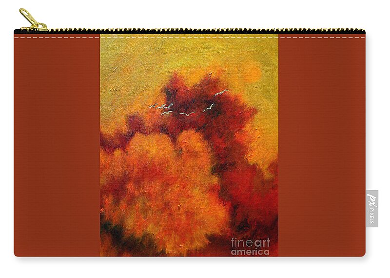 Impressionism Zip Pouch featuring the painting Flight of the White Birds by Alison Caltrider