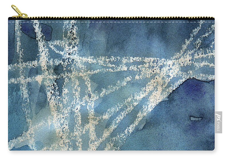Sky Zip Pouch featuring the painting Flight Path- Abstract Painting by Linda Woods