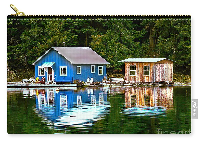 Floating Zip Pouch featuring the photograph Floating Cabin by Robert Bales