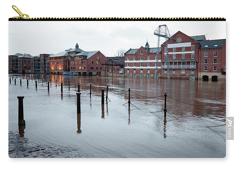 Pole Zip Pouch featuring the photograph Flooded Buildings by Onfilm