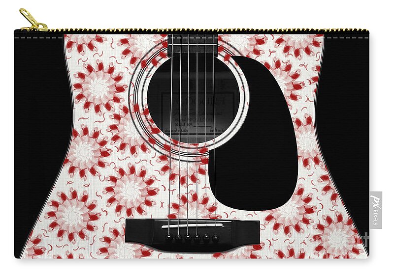 Abstract Zip Pouch featuring the digital art Floral Abstract Guitar 24 by Andee Design