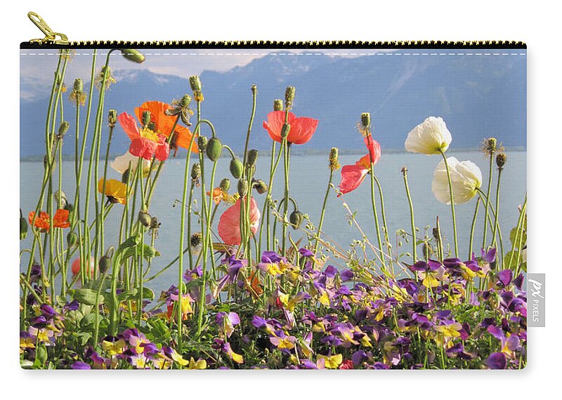 Alps Zip Pouch featuring the photograph Floral Coast 2 by Amanda Mohler