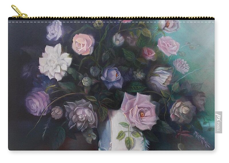 Flowers Zip Pouch featuring the painting Floral Still Life by Marlene Book