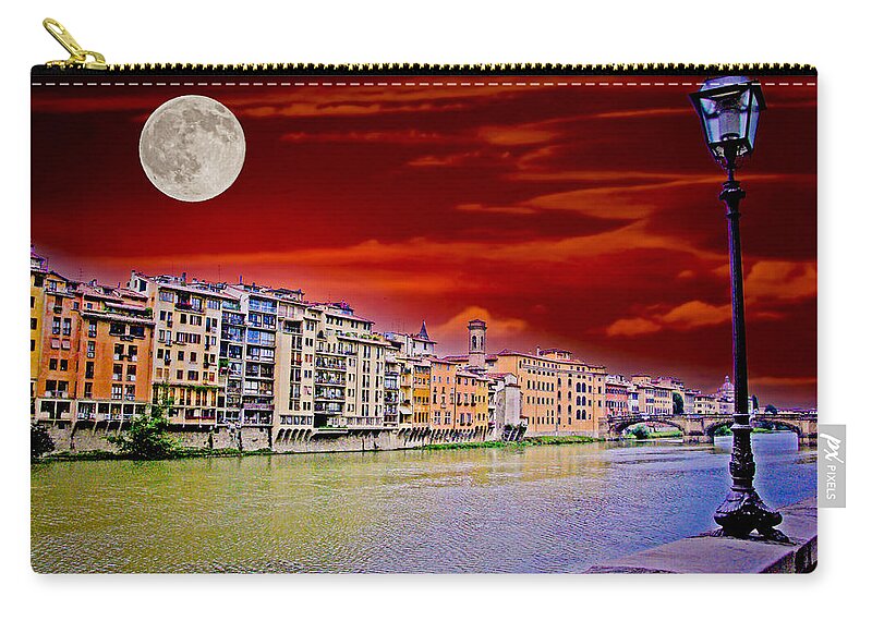 Sky Zip Pouch featuring the photograph Florence Moon by Will Wagner