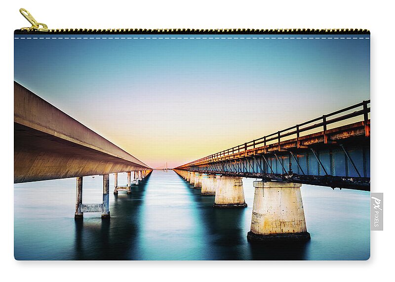 Dawn Zip Pouch featuring the photograph Florida Keys by Ferrantraite