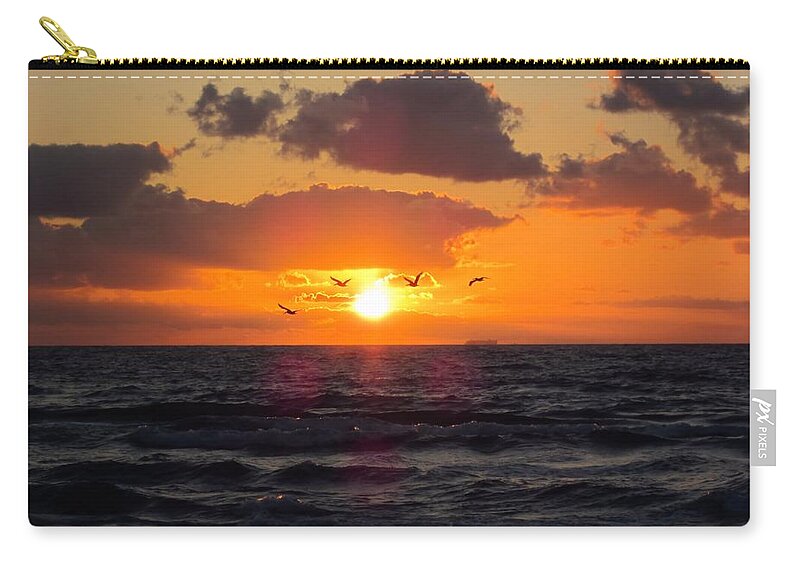 Pelicans Zip Pouch featuring the photograph Florida Sunrise by MTBobbins Photography