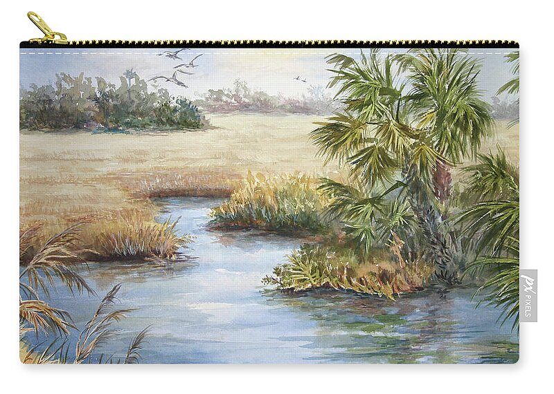 Florida Zip Pouch featuring the painting Florida Wilderness III by Roxanne Tobaison