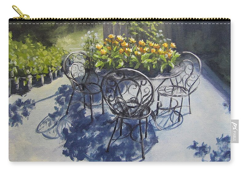 Nursery Zip Pouch featuring the painting Flower Feast by Karen Ilari