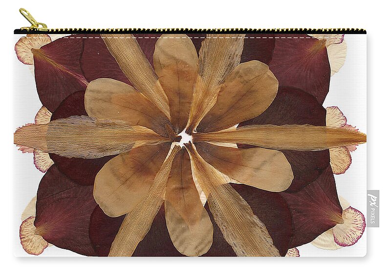 Flower Zip Pouch featuring the mixed media Flower Mandala 3 by Michelle Bien
