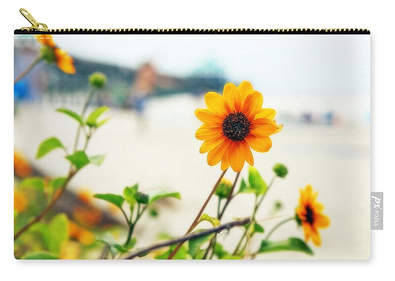 Flower Zip Pouch featuring the photograph Flowers At the Beach by Sennie Pierson