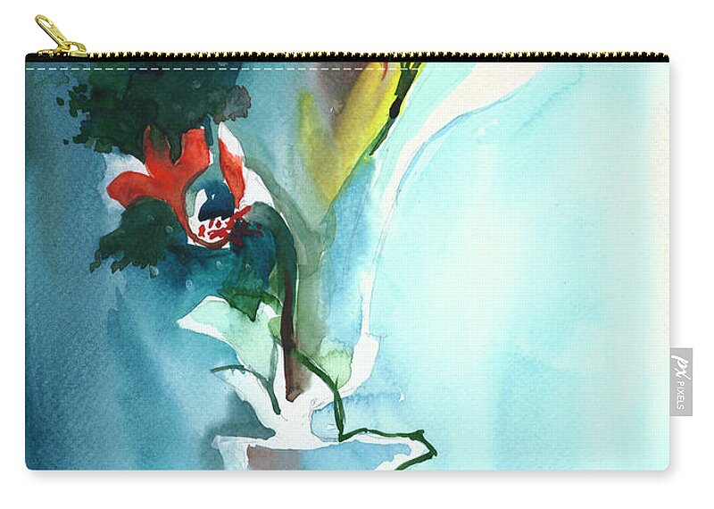 Nature Zip Pouch featuring the painting Flowers in Vase by Anil Nene