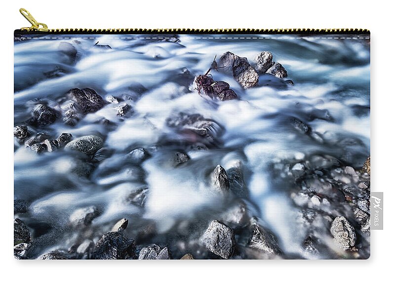 Empty Zip Pouch featuring the photograph Flowing Running River Spring Water by Assalve
