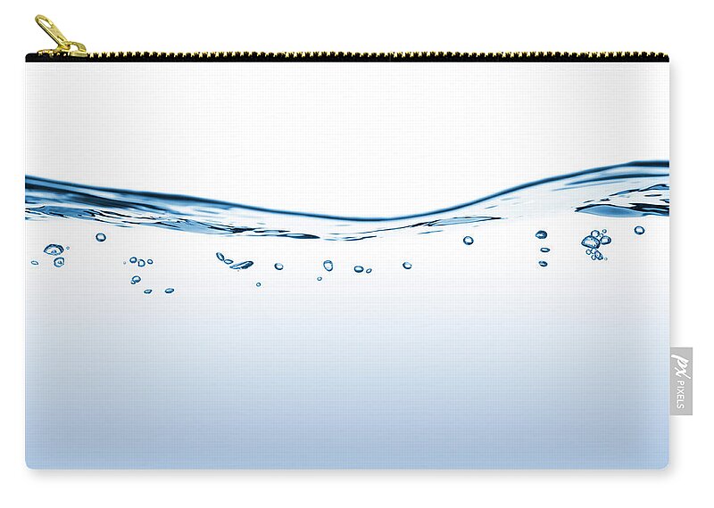 Water's Edge Zip Pouch featuring the photograph Flowing Water With Bubbles by Funky-data