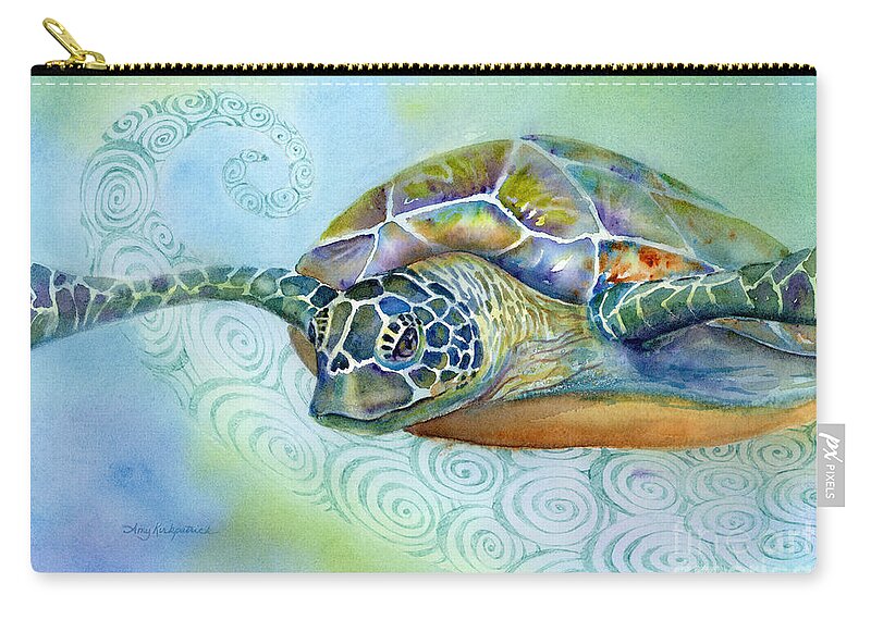 Seaturtle Zip Pouch featuring the painting Fly By by Amy Kirkpatrick