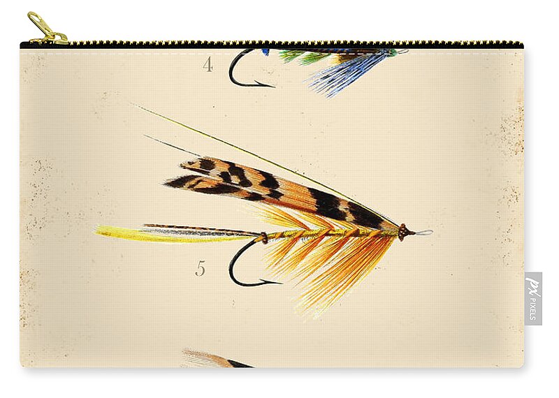 Casting Flies Zip Pouch featuring the digital art Fly Fishing-JP2095 by Jean Plout