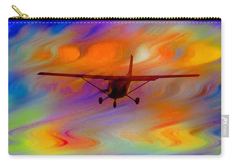 Plane Zip Pouch featuring the photograph Flying Into A Rainbow by Ericamaxine Price