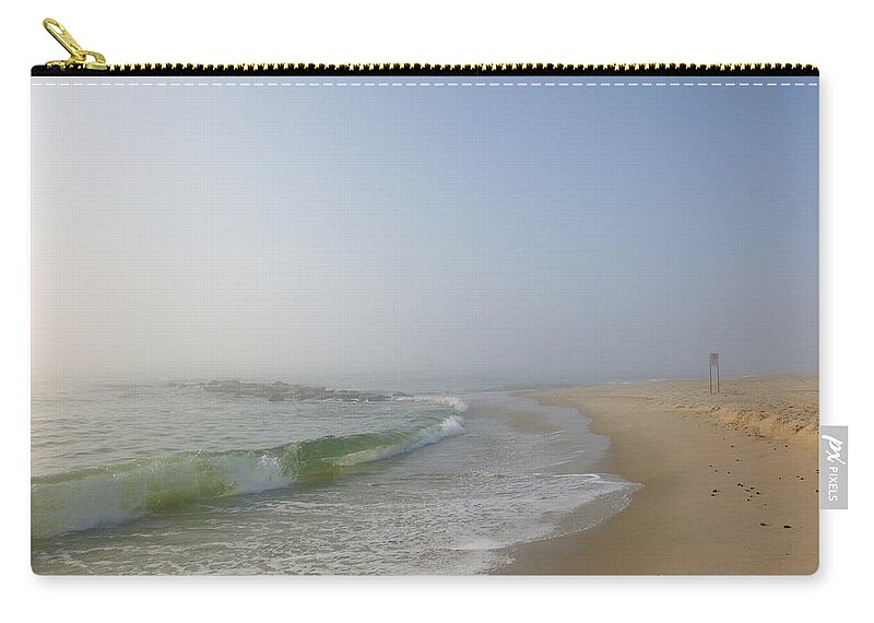 Waves Zip Pouch featuring the photograph Fog and blue sky 2 by Ellen Paull