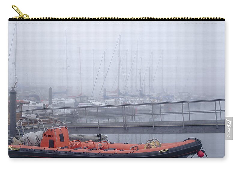 Anstruther Zip Pouch featuring the photograph Fog in Marina II by Elena Perelman