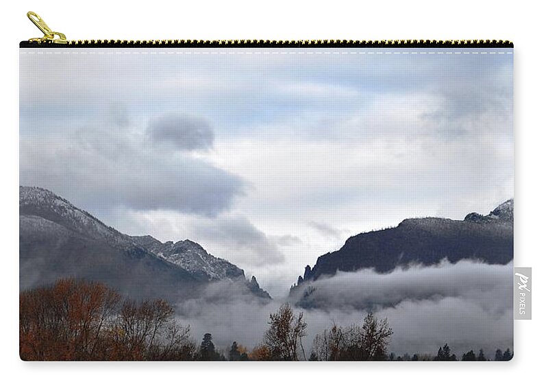 Fog Zip Pouch featuring the photograph Foggy Morning by Mike Helland