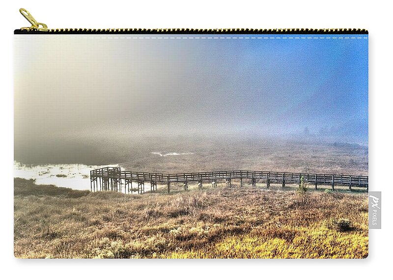 Plant Zip Pouch featuring the photograph Foggy Pier at Sunrise by Richard Zentner