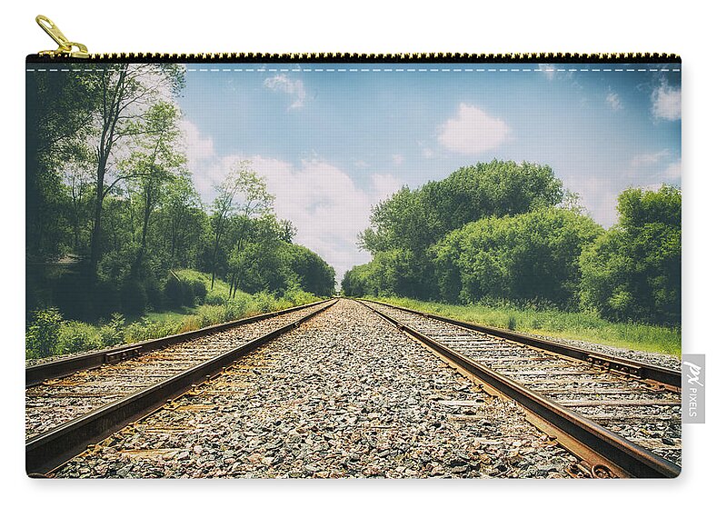 Train Tracks Carry-all Pouch featuring the photograph Follow The Tracks by Bill and Linda Tiepelman