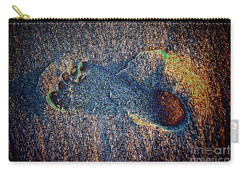 Foot Zip Pouch featuring the photograph Foot in the Sand by Mariola Bitner