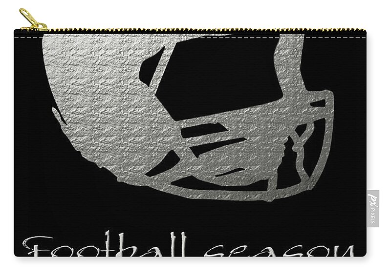 Andee Design Football Zip Pouch featuring the digital art Football Season Should Be Year Round In Silver by Andee Design
