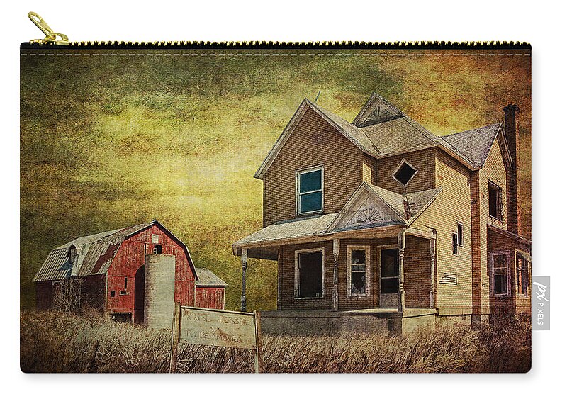 Farm Zip Pouch featuring the photograph For Sale a forlorn Michigan Farm by Randall Nyhof