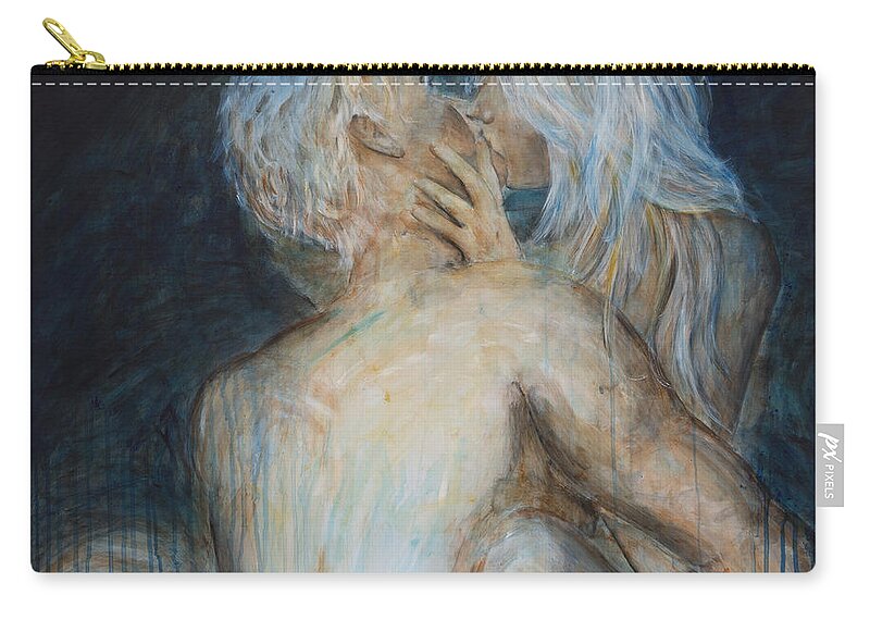 Erotica Zip Pouch featuring the painting Forbidden Love - Erotica by Nik Helbig