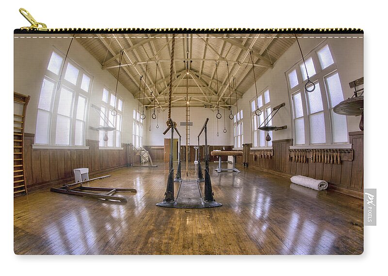 Gym Zip Pouch featuring the photograph Fordyce Bathhouse Gymnasium - Hot Springs - Arkansas by Jason Politte