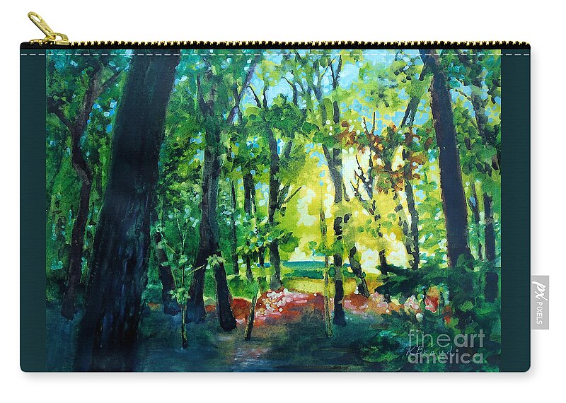 Painting Zip Pouch featuring the painting Forest Scene 1 by Kathy Braud