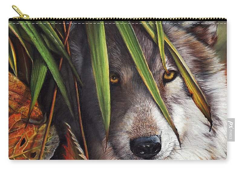 Wolf Zip Pouch featuring the pastel Forever Autumn by Peter Williams