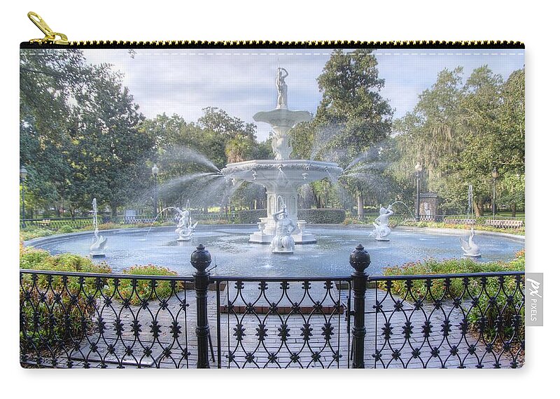Fountain Zip Pouch featuring the photograph Forsyth Park Fountain by Bradford Martin