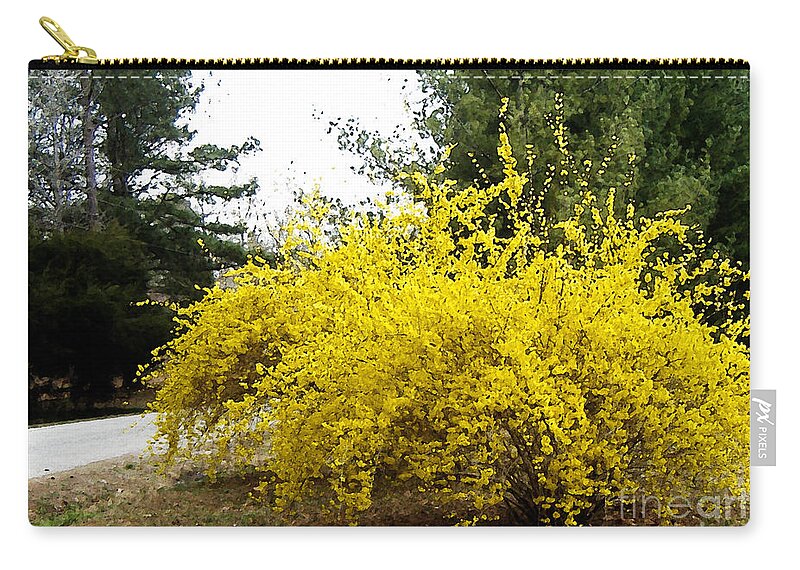 Forsythia Zip Pouch featuring the photograph Forsythia by Lee Owenby