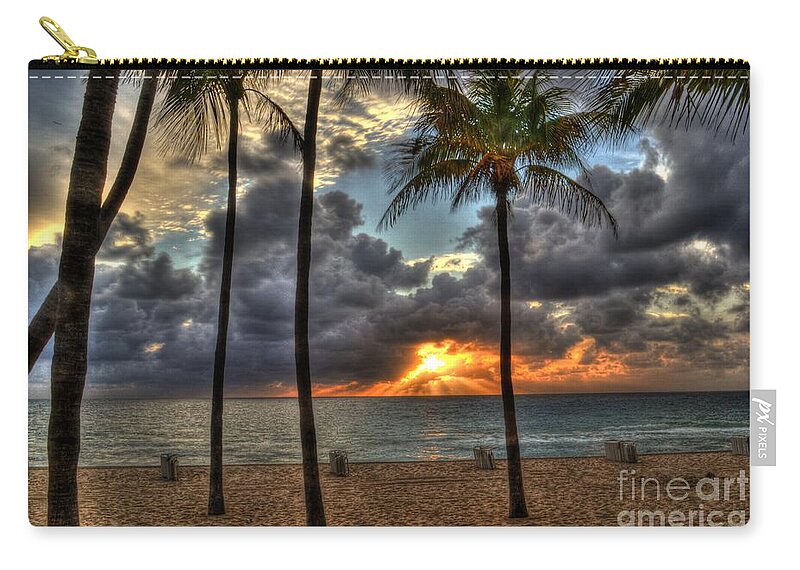 Fort Lauderdale Beach Zip Pouch featuring the photograph Fort Lauderdale Beach Florida - Sunrise by Timothy Lowry