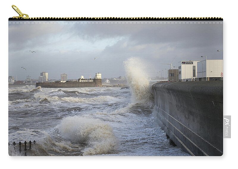 Fort Perch Zip Pouch featuring the photograph Fort Perch Waves by Spikey Mouse Photography